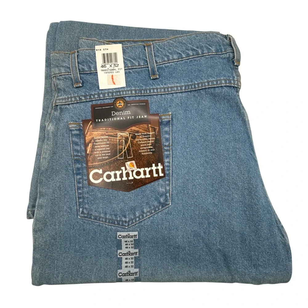 Carhartt Traditional Fit Jeans Mens 46X32 Light Wash Denim B18 STW NOS NWT
